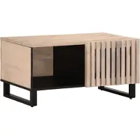 Syfax Mesa de centro de madera maciza de mango blanca 80x51x40 cm