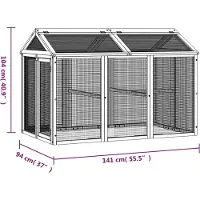vidaXL Jaula para animales de exterior, color marrón, 141x94x104 cm, madera maciza de pino