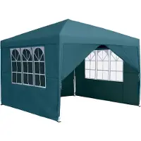 QEENTOE Pabellón para jardín de 2,5x2,5 m, tienda de fiestas con 4 paneles laterales, impermeable, protección UV, color verde, ideal para fiestas, bodas y picnics