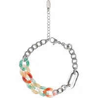 Usha Pulsera verde / coral / plata