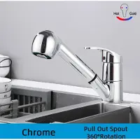Mc star Grifo de cocina con caño extraíble, rotación de 360°, mezclador de agua fría y caliente con rociador retráctil, acabado cromado