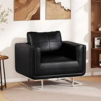 Prolenta Maison Exclusive: Sillón cúbico con patas cromadas, tapizado en cuero sintético