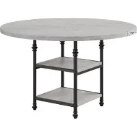 Bolt Mesa redonda para comedor de 120 cm – para 4-6 personas – con compartimentos de almacenamiento y pata de metal – color gris