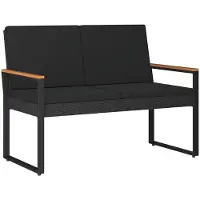 vidaXL Banco de exterior para 2 personas, 107 x 61 x 80 cm, ratán sintético, color negro