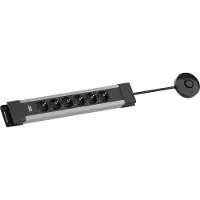 Bachmann CONNECTUS 6xCEE7/3, 1xbotón remoto, cable de 2,0 metros, conector CEE7/7, color gris