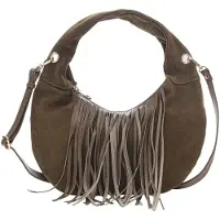 Núnoo Mini Gabi Suede Fringe Dark Olive W. Gold Talla: OS | Bolsos de Mano Outlet | Mujer | Verde