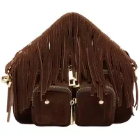Núnoo Helena Fringe Suede Dark Brown W. Gold Talla: OS | Bolsos de Mano Outlet | Mujer | Marrón