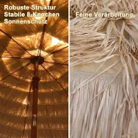 OEM Sombrilla grande para exteriores, ideal para la playa, con protección UV y resistente al agua (color natural) - Ø 3,0 metros