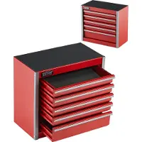 Vevor Caja de herramientas de metal VEVOR, de 8,6 pulgadas, portátil, fabricada en acero resistente con rodamiento de bolas y recubrimiento en polvo, color rojo