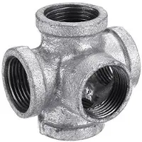 OEM Conector en forma de cruz para grifos, fabricado en hierro maleable y galvanizado, con rosca hembra de 1/2 pulgada. Ideal para instalaciones de fontanería.