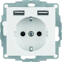 Berker S.1/B.x, unidad SSD con 2 puertos USB de 2,4 A, color blanco polar, acabado brillante, 1 unidad.