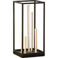 FISCHER&HONSEL GMBH Lámpara de mesa LED Grid, negro/oro, metal, CCT, atenuable