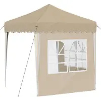 vidaXL Tienda de campaña pop-up para fiestas, 195 x 195 x 245 cm, color crema, tela Oxford