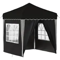 vidaXL Tienda de campaña plegable para fiestas, 195 x 195 x 245 cm, color negro, tela Oxford