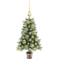 vidaXL Árbol de Navidad con 150 luces LED, base incluida, color verde, 65 cm, material: polietileno