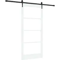 vidaXL Puerta corredera ORKDAL, 93 x 202 cm, madera maciza de pino y cristal, color blanco