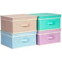 OEM Caja de almacenamiento plegable con tapa - Caja plegable para juguetes - 1 unidad - Color hielo - 33,5 litros x 31,75 x 17,5 cm