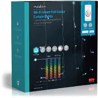 Nedis WIFILXC01C180, Guirnalda decorativa ligera, blanca y negra, con 180 bombillas LED, 5,82 W