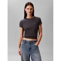 Calvin Klein Short Sleeve Monogram Crew Tee Ebony Talla: XS | Camisetas de Seda Outlet | Mujer | Negro