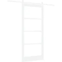 vidaXL Puerta corredera de 93 x 211 cm, madera maciza de pino y cristal, color blanco