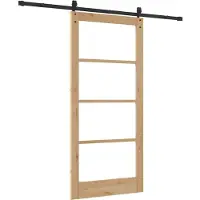 vidaXL Puerta corredera ORKDAL de , 93 x 202 cm, madera maciza de pino y cristal, color natural
