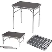 Markenlos Mesa plegable de aluminio para camping, con 2 niveles de altura ajustables, funda de transporte y apta para uso en jardín
