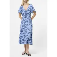 French Connection Isla Lizzie Crepe S/s V Nk Dre Blue Multi Talla: 10 | Vestidos Midi Outlet | Mujer | Azul