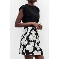 French Connection Lora Poly Jacquard Mini Skirt Porcelain Cream/blac Talla: 6 | Mini Faldas Outlet | Mujer | Blanco