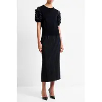 French Connection Krista Mix Stacked Ruffle Top Blackout Talla: XS | Camisetas Outlet | Mujer | Negro
