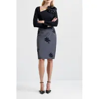 French Connection Jamie Tailored Floral Skirt Charcoal Grey Black Talla: 6 | Faldas Midi Outlet | Mujer | Negro