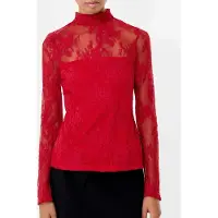 French Connection Bridget Lace Ls Top Lipstick Red Talla: S | Manga Larga Outlet | Mujer | Rojo