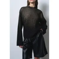 French Connection Kady Glitter Ombre Jumper Black Gold Talla: S | Manga Larga Outlet | Mujer | Negro