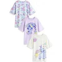 Next Camiseta de noche 'Lilo and Stitch' beige claro / azul cielo / azul violaceo / lavanda