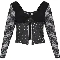 Mymo Blusa 'Party' negro / blanco