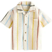 Next Camisa ecru / azul claro / marrón rojizo / amarillo