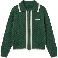 Pegador Cárdigan 'Bosa' verde oscuro / offwhite