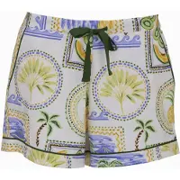 Cyberjammies Pijama de pantalón corto 'Cora' azul / amarillo / verde / blanco