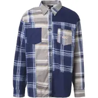True Religion Camisa crema / azul oscuro / gris claro