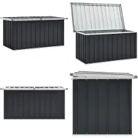 vidaXL Caja de almacenamiento para jardín, color antracita, 129 x 67 x 65 cm - Caja de almacenamiento - Cajas de almacenamiento - Caja para cojines de jardín - Cajas para cojines de jardín
