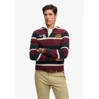 Superdry para hombre. M1110483A Polo rugby Double Emblem Stripe Rugby granate (S), Casual, Algodón, Manga larga, outlet 2026.