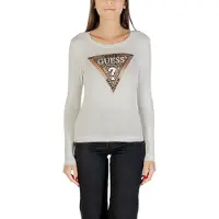 GUESS Ls Cn Leo Triangle T Cream White Talla: XL | Camisetas de Seda Outlet | Mujer | Blanco