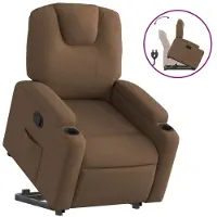 Syfax Sillón reclinable elevable de tela marrón