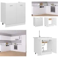 vidaXL Armario bajo para lavabo, blanco, 80x46x81,5 cm, material de madera - Armario bajo para lavabo - Armarios bajos para lavabo - Armario de cocina - Armarios de cocina