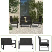 The Living Store Banco de jardín Living Store con cojín, color , 106 cm, fabricado en polirratán