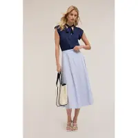 Motivi Striped Cotton Midi Skirt Light Blue Talla: 32 | Faldas Midi Outlet | Mujer | Azul