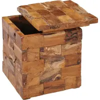 Syfax Taburete con almacenamiento madera maciza de teca