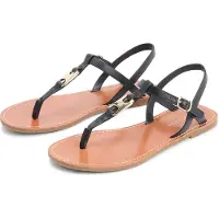 Tommy Hilfiger para mujer. FW0FW09127 Sandalias de Piel Leona negro (39), Plano, Hebilla, Casual, outlet 2026.