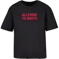Miss Tee Camiseta 'Allergic To Idiots' rojo sangre / negro