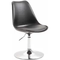 CLP Silla de comedor Maverick, de plástico, giratoria y con ajuste de altura. Color: negro. Color del marco: cromado