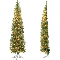 Coast Árbol de Navidad LED de 210 cm de , árbol de Navidad que ahorra espacio con 450 puntas de rama, 150 luces LED y soporte de metal, árbol de pino artificial delgado para interiores